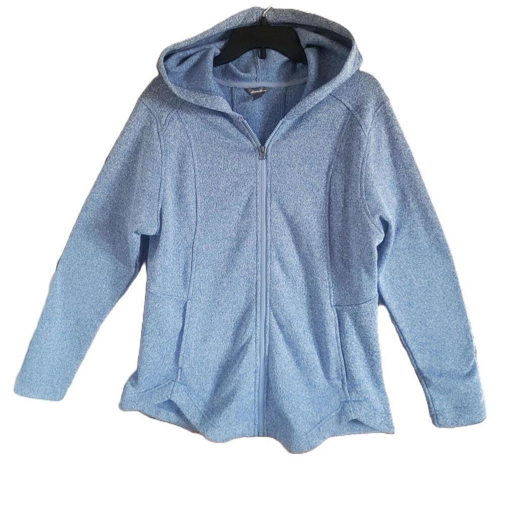 Eddie Bauer Women's Radiator Fleece Full-Zip Hooded Blue Heather Jacket - Size L